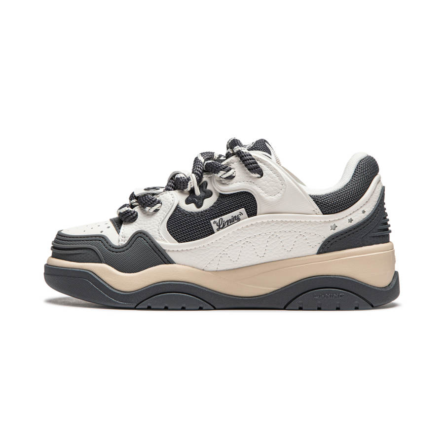 Li-Ning Li Ning Journey 2.0 Cushioning Breathable Height Increasing Low top Skateboard Shoes Women's White Black