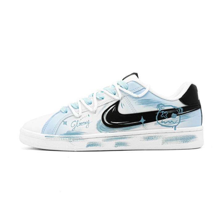 Nike Nike Court Royale Blue Bear Trail Abrasion Resistant Low top Skateboard Shoes Men's Blue White