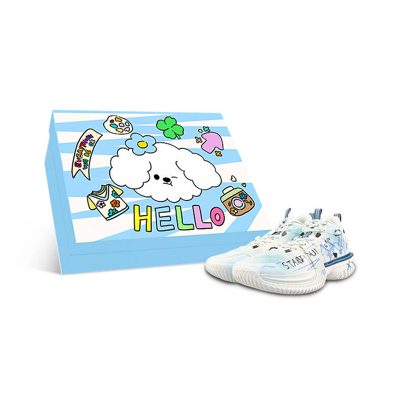 Li-Ning Li Ning Storm 2024 TPU Abrasion Resistant Grip Low top Basketball Shoes Men's White Blue