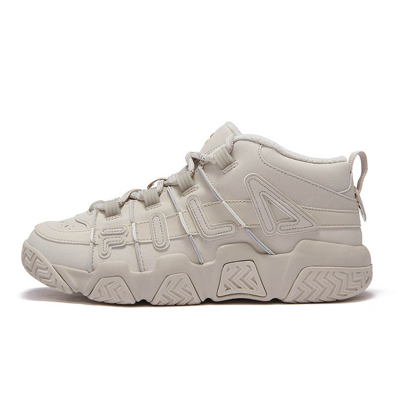 FILA FUSION Puffy Shoes Mid top Vintage Basketball Shoes Men's Oat Yellow