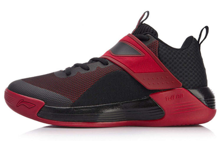 Li-Ning Li Ning Yushuai Non slip Lightweight Mid top Basketball Shoes Men's Black Red