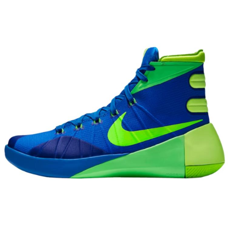 Nike Nike Hyperdunk 2015 Cushioning Slip Resistant Cushioning Slip Resistant High top Basketball Shoes Unisex Blue Green