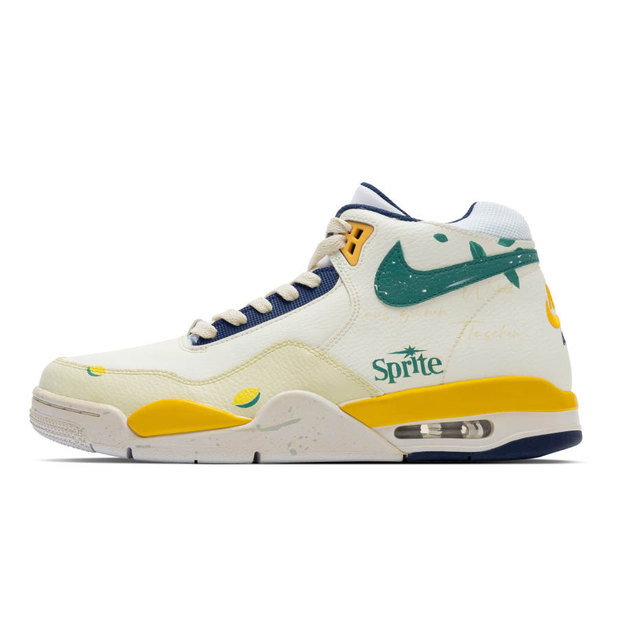 Nike Nike Flight Legacy Rock Soda Slip Resistant Mid top Vintage Basketball Shoes Men's White Yellow