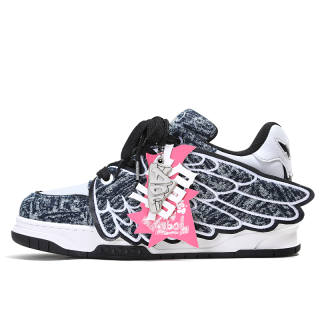 ADCDAVINCI Wings Of Feathers Collection Height Increasing Height Increasing Skateboard Shoes Unisex Black, Blue