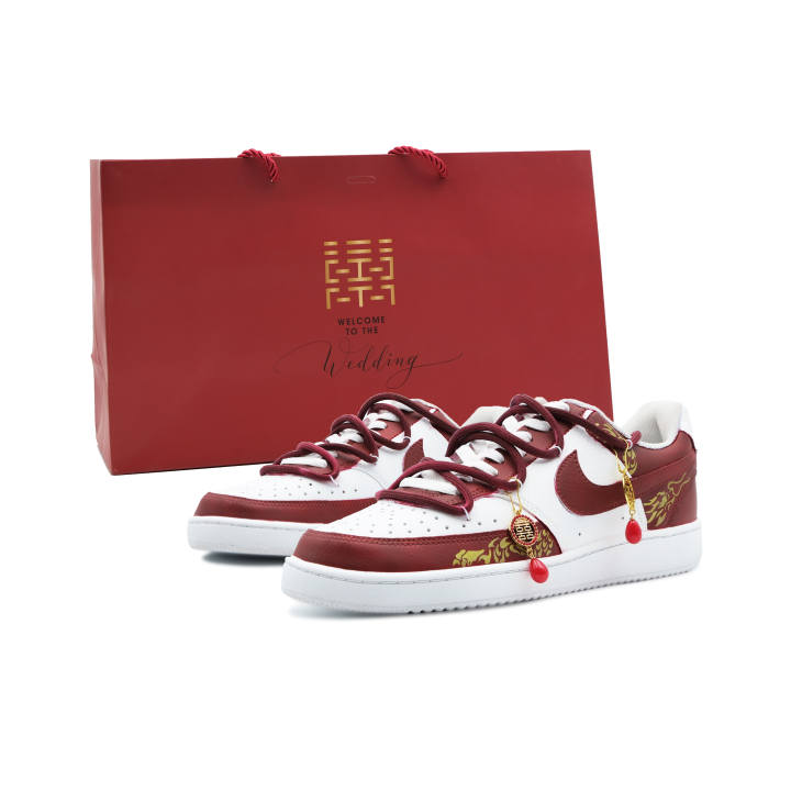 Nike Nike Court Vision Slip Resistant Abrasion Resistant Low top Skateboard Shoes Men's Red