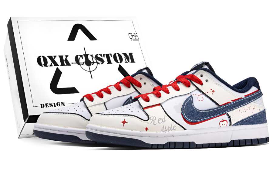 Nike Nike Dunk Apple Pie, Box Cushioning Abrasion Resistant Low top Skateboard Shoes Unisex Beige White Blue