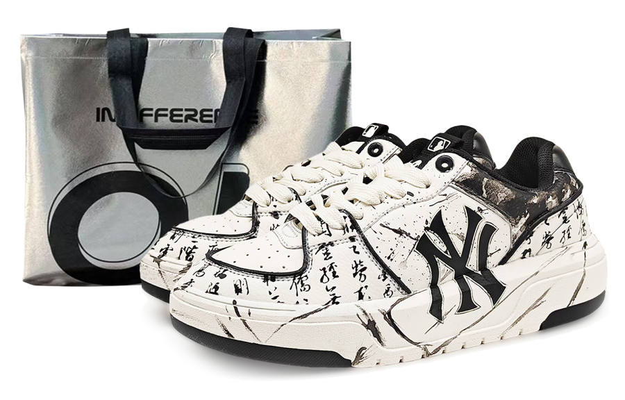 MLB Chunky Liner Abrasion Resistant Low top Skateboard Shoes Unisex Black White