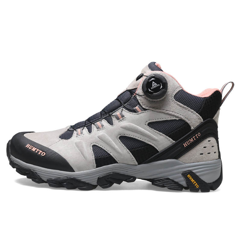 HUMTTO Mountaineering & Hiking Shoes Women's Mid Top Light Gray/Light Pink