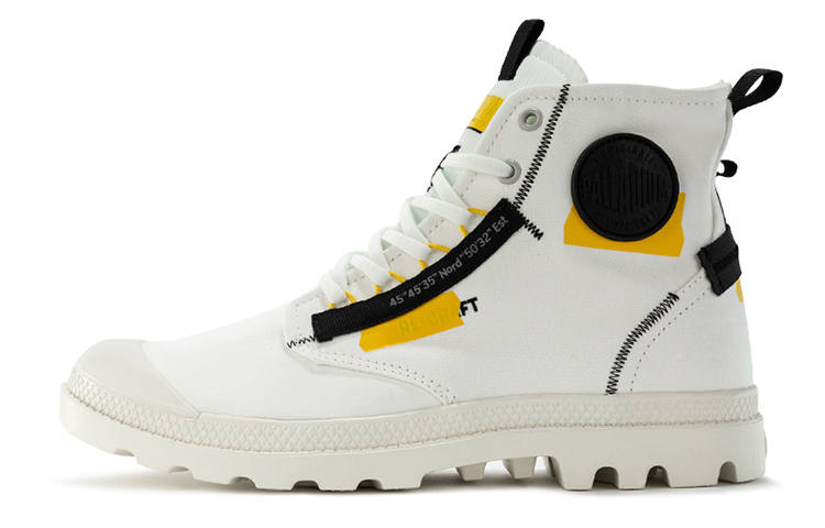 Palladium Pampa Slip Resistant, Abrasion Resistant, Breathable High top Canvas Shoes Unisex White