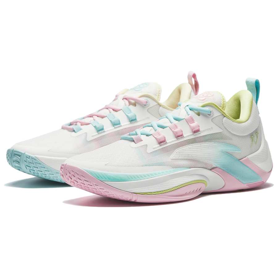 Anta Zap 1 Cushioning, Wear Resistant Low top Basketball Shoes Men's White Pink Blue