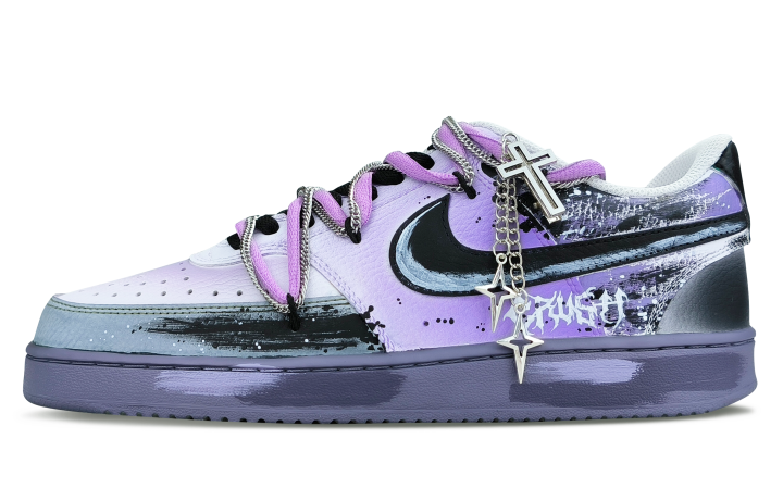 Nike Nike Court Vision 1 Skateboard Shoes Men's Low Top Black/Purple/Silver/White