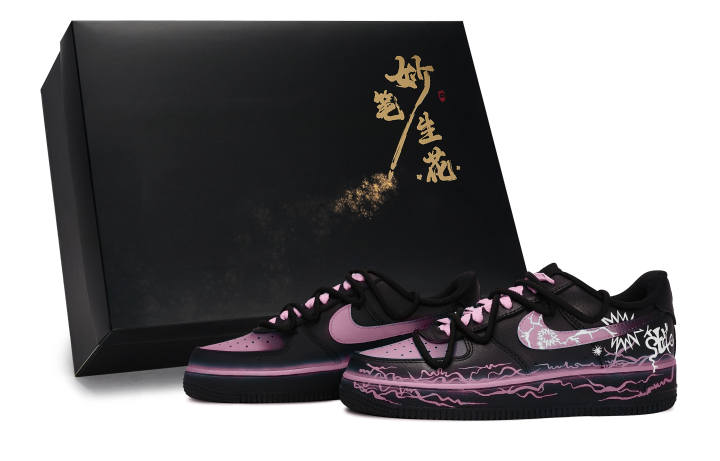 Nike Nike Air Force 1 Exquisite Brushstrokes Bloom, Electric Dance Spark, Purple Pink Low top Skateboard Shoes Unisex