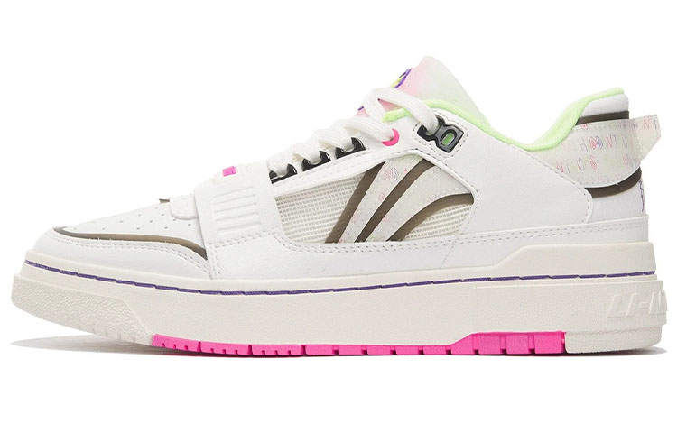 Li-Ning Li Ning Rookie Textile, Synthetic Leather Low top Abrasion Resistant Breathable Vintage Basketball Shoes Men's Ecru