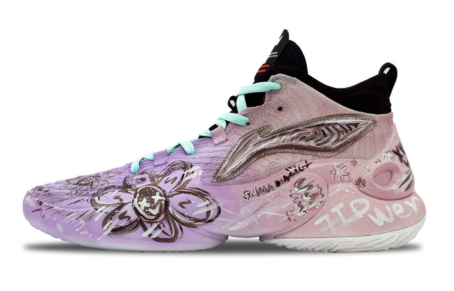 Li-Ning Li Ning YuShuai 18 Cushioning Coverage Abrasion Resistant High top Basketball Shoes Men's Purple Pink
