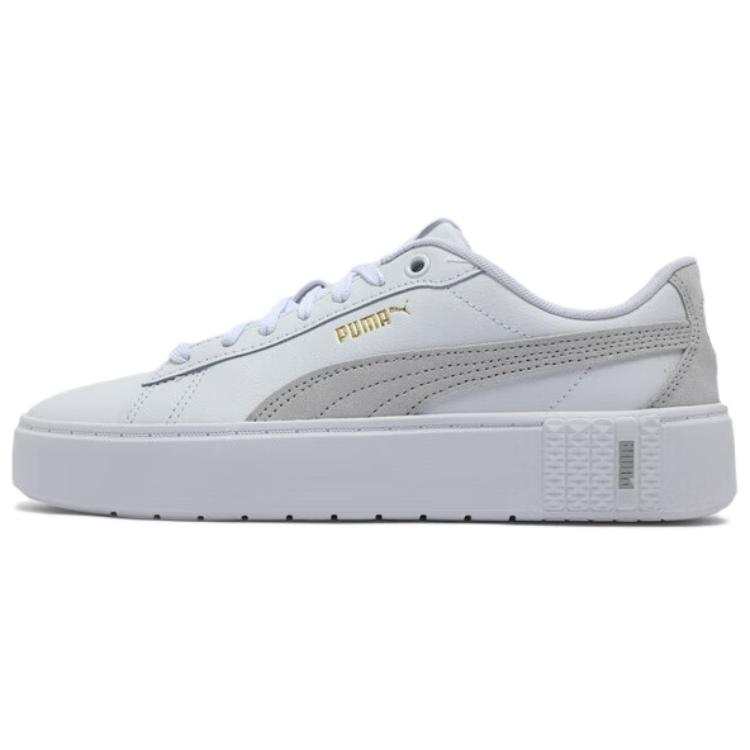 PUMA Smash Platform Comfortable And Lightweight Low top Skateboard Shoes Women's White Gray