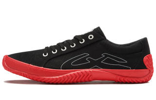 URBANHOOD 5770 Collection Slip Resistant Abrasion Resistant Low top Canvas Shoes Unisex Black Red