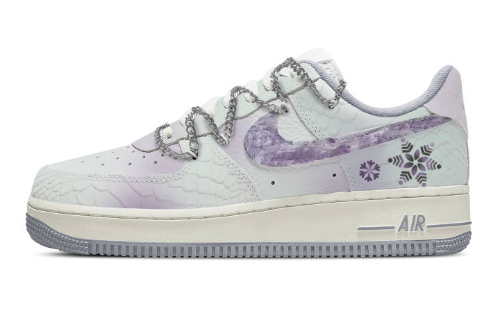 Nike Nike Air Force 1 Slip Resistant Abrasion Resistant Low top Skateboard Shoes Women's White Purple