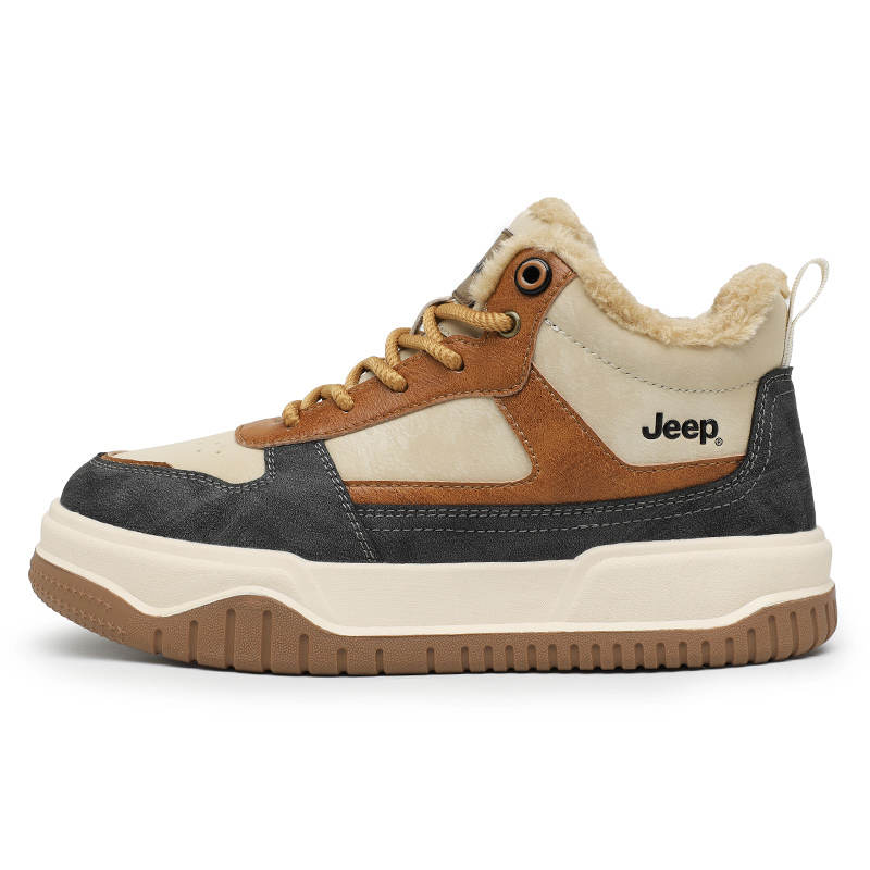 Jeep Wrapping, Wear Resistant And Non Slip Mid top Skateboard Shoes Men's Brown
