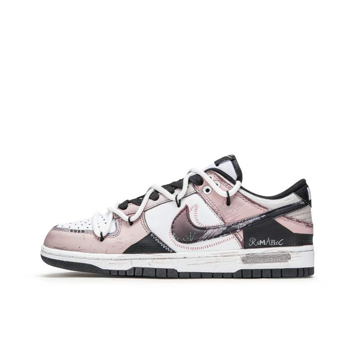 Nike Nike Dunk Slip Resistant Abrasion Resistant Low top Skateboard Shoes Unisex Black White Pink