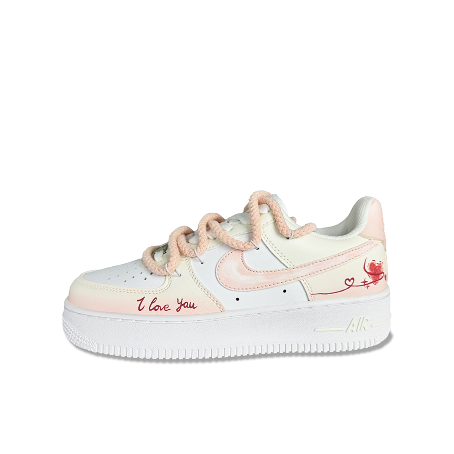 Nike Nike Air Force 1 Heartbeat Love Confession Slip Resistant Abrasion Resistant Skateboard Shoes Women's Pink