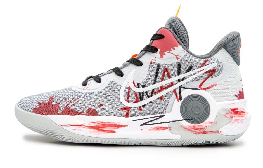 Nike Nike KD Trey 5 IX Fiery Courage Slip Resistant Abrasion Resistant Mid top Basketball Shoes Unisex Gray Red