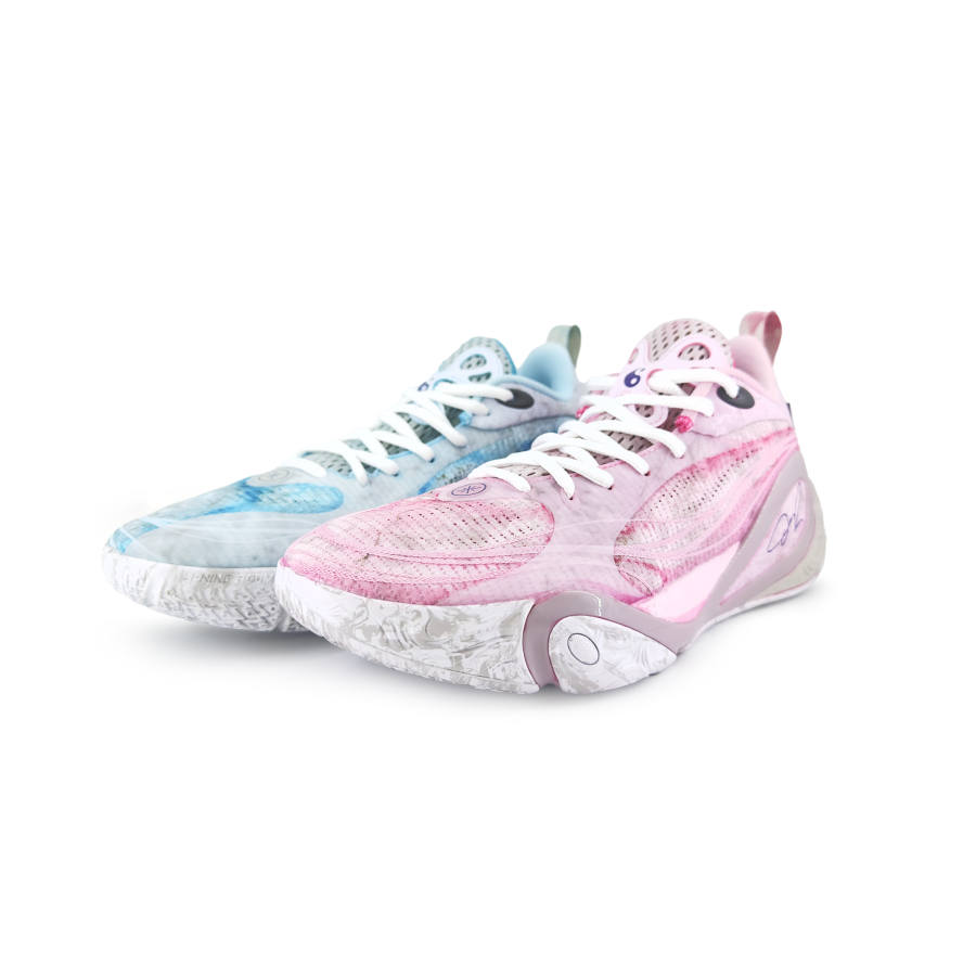 Li-Ning Li Ning DLO1 Synthetic Leather, TPU Low top Basketball Shoes Men's Pink Blue Mismatched