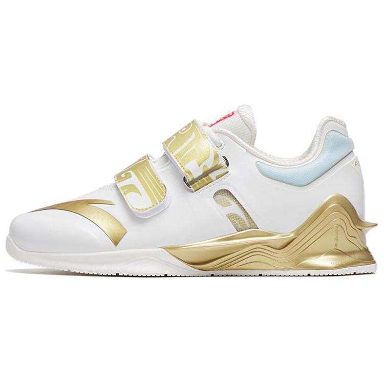 Anta Tanding Weightlifting Balance Impact Resistant Low top Training Shoes Men's White Gold