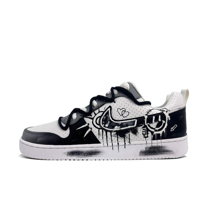 Nike Nike Court Borough Funny Smiley Face Coverage Slip Resistant Abrasion Resistant Low top Skateboard Shoes Men's