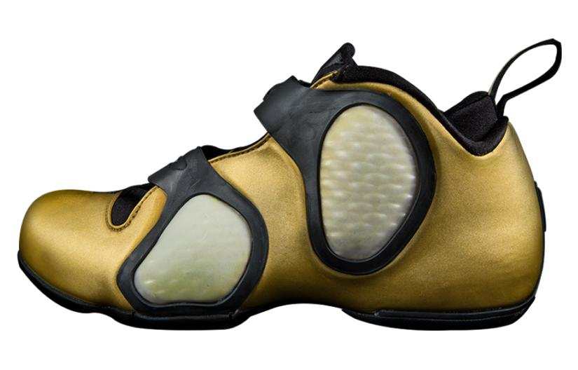 Nike Nike Air Flightposite 3 Slip Resistant Abrasion Resistant Low top Children's Basketball Shoes Gold Teenagers