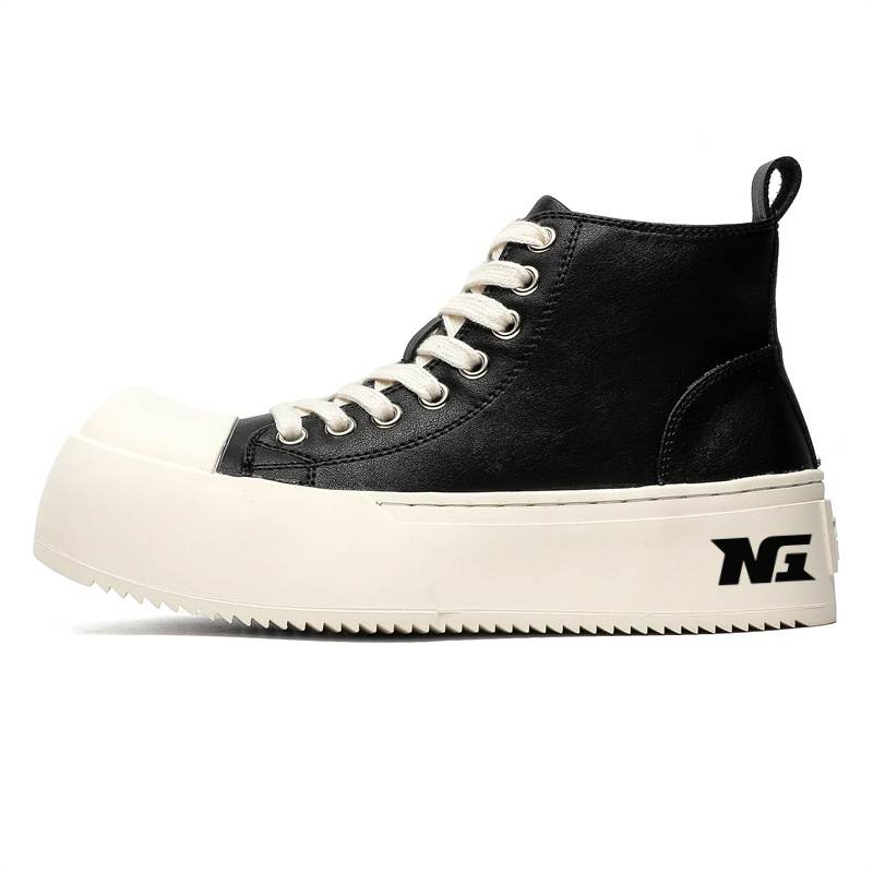 NONGRAK Abrasion Resistant Height Increasing High top Canvas Shoes Women's Black