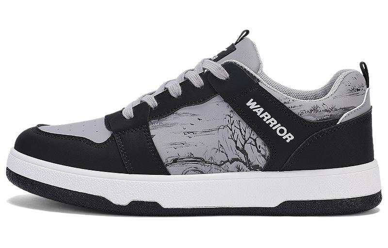 Warrior Slip Resistant Abrasion Resistant Low top Skateboard Shoes Men's Gray Black