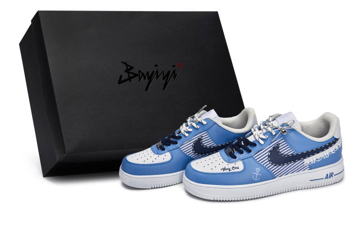 Nike Nike Air Force 1 811 Manufacturing, Azure Muse Series, Special Shoe Box Low top Skateboard Shoes Unisex White Blue