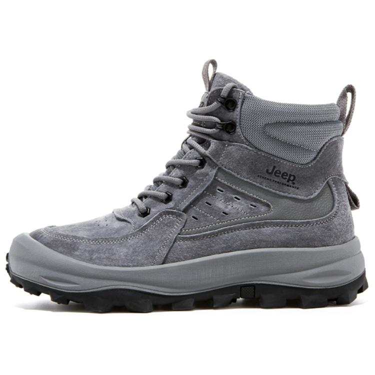 Jeep Comfortable Cushioning, Wear Resistant High top Hiking Shoes Men's Gray