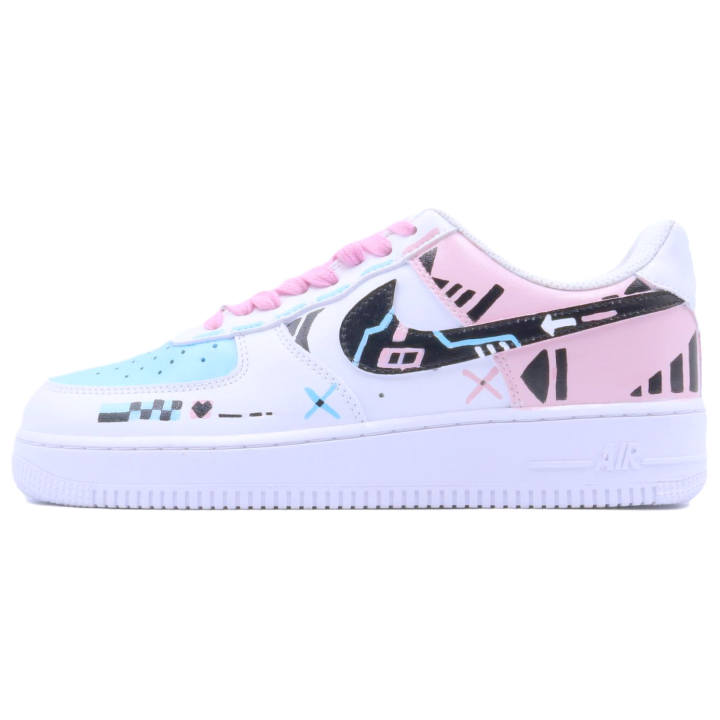 Nike Nike Air Force 1 Slip Resistant Abrasion Resistant Low top Skateboard Shoes Unisex Blue Pink