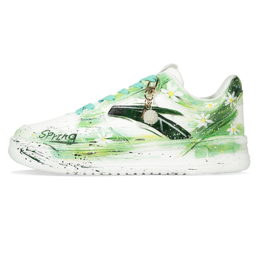 Anta Slip Resistant Abrasion Resistant Low top Skateboard Shoes Unisex Green White
