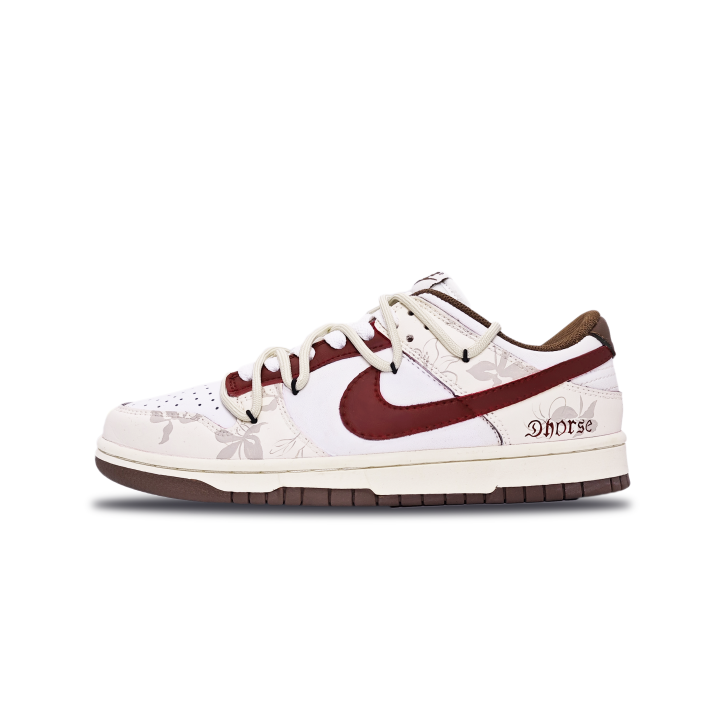 Nike Nike Dunk Flower Language Old Tales Leather Abrasion Resistant Low top Skateboard Shoes Unisex Beige White Red
