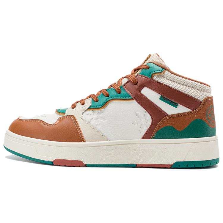 PEAK Classic Heritage Slip Resistant Abrasion Resistant High top Skateboard Shoes Men's White Brown Green