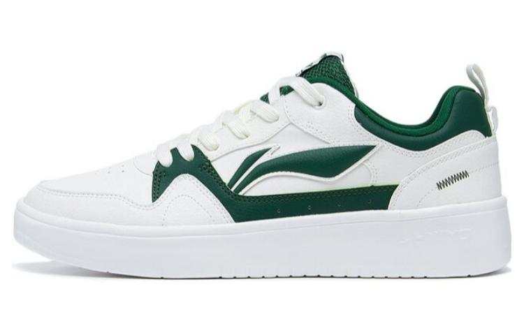 Li-Ning Li Ning Line 2.0 Synthetic Leather Slip Resistant Abrasion Resistant Low top Skateboard Shoes Men's White Green