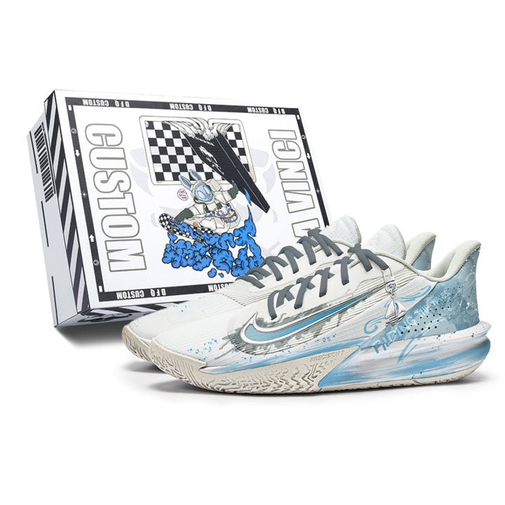 Nike Nike Precision 7 Box, Break The Wave Abrasion Resistant Abrasion Resistant Low top Basketball Shoes Unisex Blue White