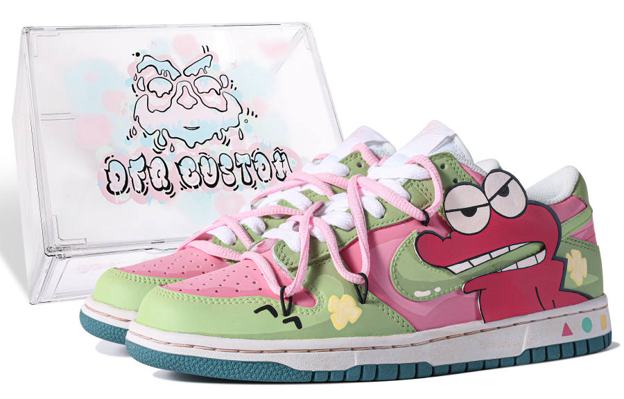 Nike Nike Dunk ADCDAVINCI Custom, Crocodile Cookie Low top Skateboard Shoes Women's Pink Green