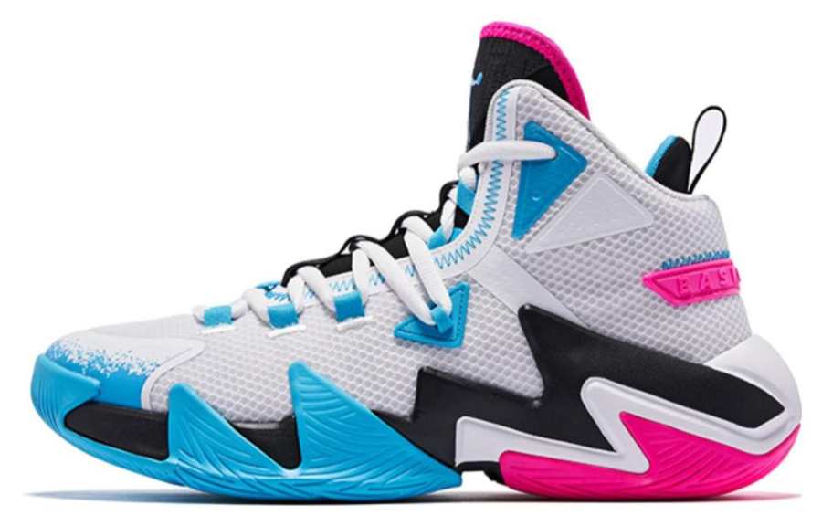 QIAODAN Broken Shadow 2.0 Cushioning High top Basketball Shoes Men's White Blue