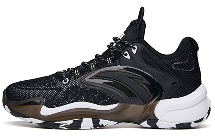 Anta Hear Wave 3 Slip Resistant Abrasion Resistant Low top Basketball Shoes Men's Black White