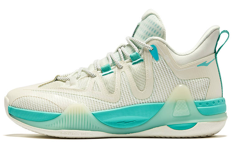Erke Comfortable And Breathable Cushioning Slip Resistant High top Basketball Shoes Men's Ivory White Fairy Fruit Green