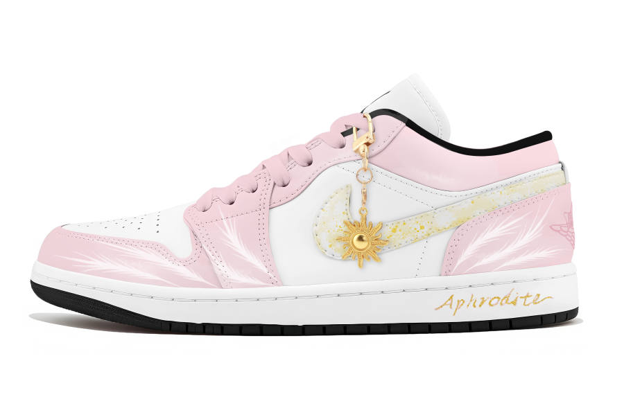 Jordan Jordan Air Jordan 1 Pink White Muse Sun God Pendant Abrasion Resistant Low top Skateboard Shoes Unisex Pink