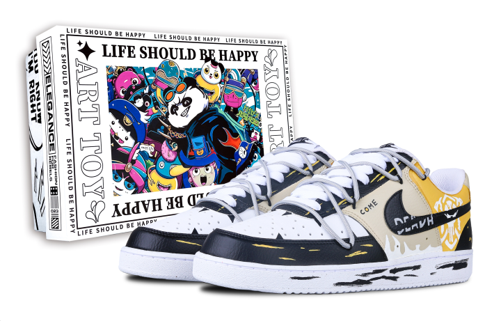 Nike Nike Court Vision 1 Pale Yellow Skeleton Shadow Synthetic Leather Slip Resistant Cushioning Low top Skateboard Shoes