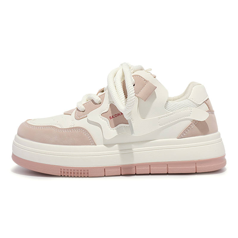 JIONGSEN Abrasion Resistant Abrasion Resistant Low top Skateboard Shoes Women's Beige Pink