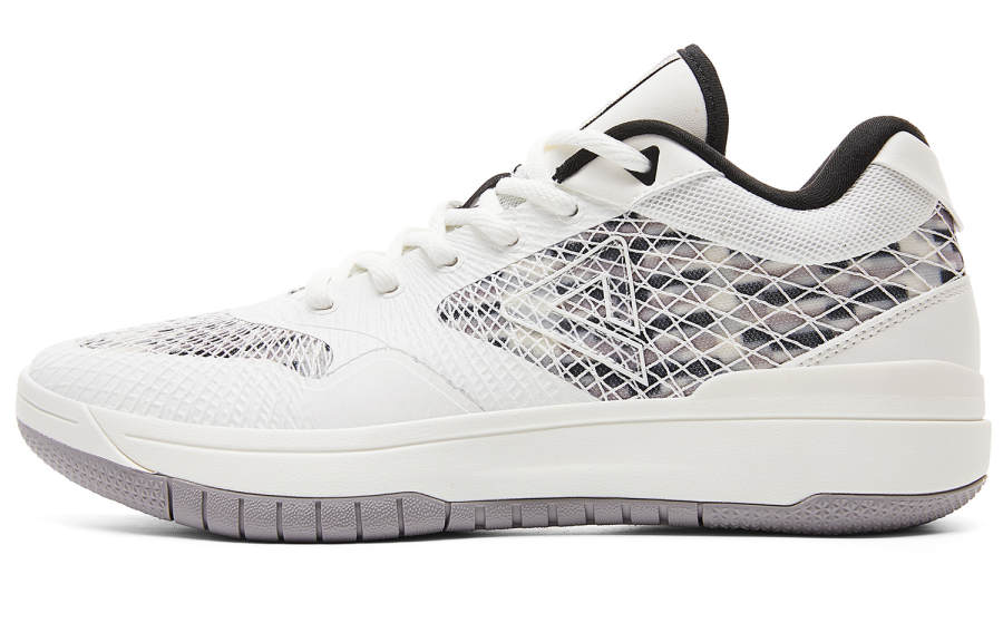 PEAK Slip Resistant, Abrasion Resistant, Rebound Mid top Basketball Shoes Men's White Gray Black