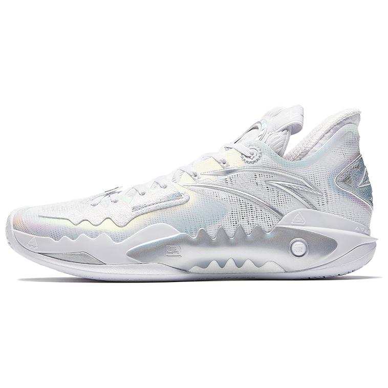 Anta Shock Wave 5 Low top Midfoot Carbon Plate Basketball Shoes Men's Silver White