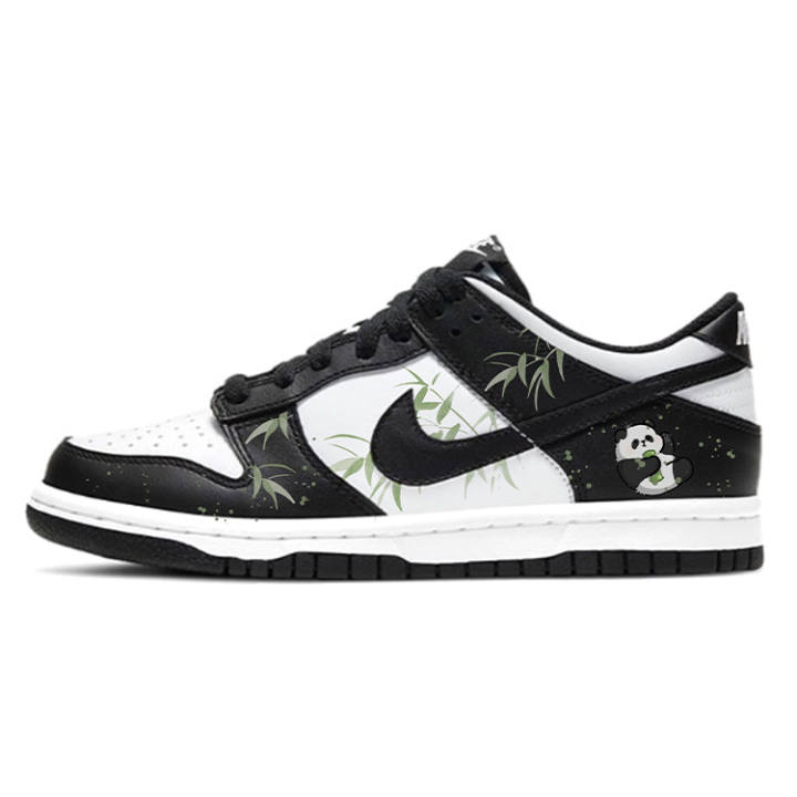 Nike Nike Dunk Slip Resistant Abrasion Resistant Low top Skateboard Shoes GS Black White Green