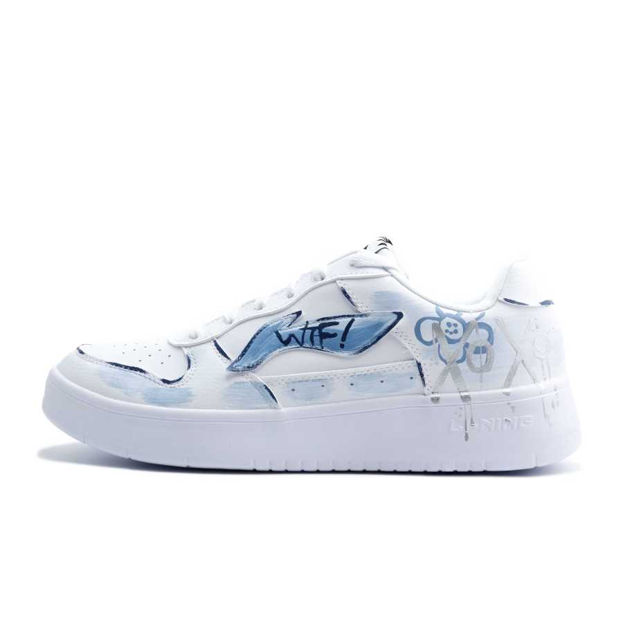 Li-Ning Li Ning Floating Boat Non slip Lightweight Low top Skateboard Shoes Unisex White Blue